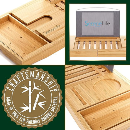 SereneLife Premium Bathtub Tray Caddy, Expandable Bath Tray, Unique House Warming Gifts, Gift for Mom, Women, New Home, Wedding, Anniversary, Bridal Shower, Universal Fit for All Tub - Classic