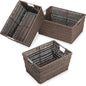 Whitmor Rattique Java Set of 3 Pieces Storage Baskets -Small (8.5"x11.4"x5.5"), Medium (9.8"x13"x6") and Large (11.4"x14.6"x6.5")