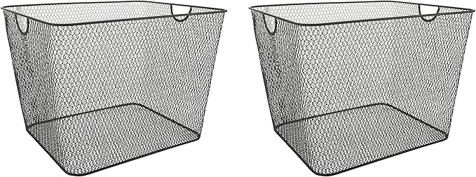 YBM Home Kitchen Pantry Organizer Wire Baskets for Shelves, Cabinets, Pantry, Countertop, Mesh Open Storage Bin Metal Basket for Organizing Food Supplies, 2 Pack