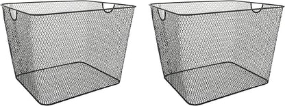 YBM Home Kitchen Pantry Organizer Wire Baskets for Shelves, Cabinets, Pantry, Countertop, Mesh Open Storage Bin Metal Basket for Organizing Food Supplies, 2 Pack