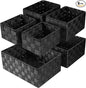 Woven Storage Baskets, Storage Bins, Cube Basket Container Baskets Storage Boxes Organizers for Clothes/Shelves/Closet, Set of 6 (Black)