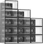 SIMPDIY Shoe Storage, 12 Pack Shoe Organizer for Closet, Shoe Boxes Clear Plastic Stackable Shoe Containers with Lids for Size 10, Black