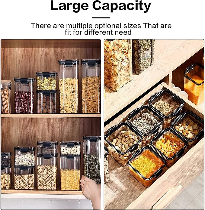 Cereal Container Storage Set,Airtight Food Storage Containers with Lids,Airtight Large Dry Food Storage Containers,BPA Free Dispenser Plastic Cereal Storage Containers (121.2 oz,2 PC)