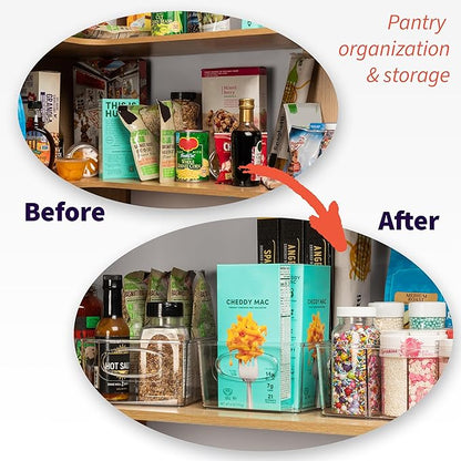 ClearSpace Plastic Pantry Bins with Removable Dividers - Kitchen Storage and Organization (4 Pack)