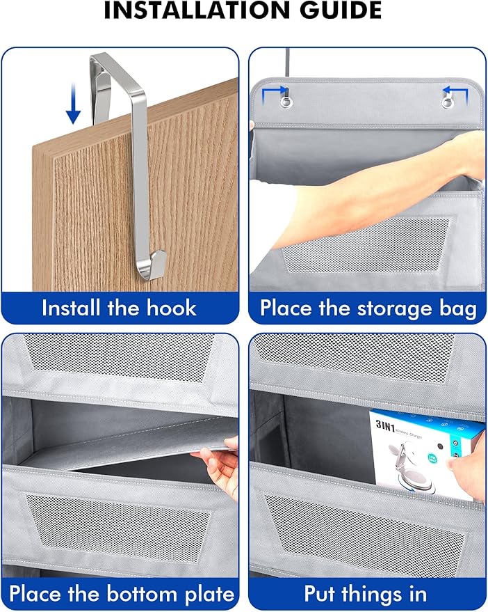 Meolsaek Over the Door Organizer, 5 Tier Back of Door Organizer, 46lbs Load and Anti-Tilt Design, Hanging Door Organizer Perfect for Closet Organizers, Bathroom Storage
