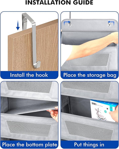 Meolsaek Over the Door Organizer, 5 Tier Back of Door Organizer, 46lbs Load and Anti-Tilt Design, Hanging Door Organizer Perfect for Closet Organizers, Bathroom Storage