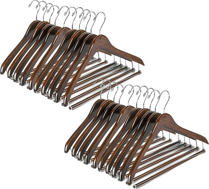 100 Quality Hangers Wooden Hangers Beautiful Sturdy Suit Coat Curved Hangers Great for Travelers Heavy Duty Hanger with Locking Bar - Retro Finish (100)