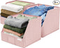 VIVIDECOR Open Front Trapezoid Closet Bins 12x12x10 – Easy Access Shelf Organizer for Clothes, Sweaters, Nursery Storage – Pink, 3 Pack