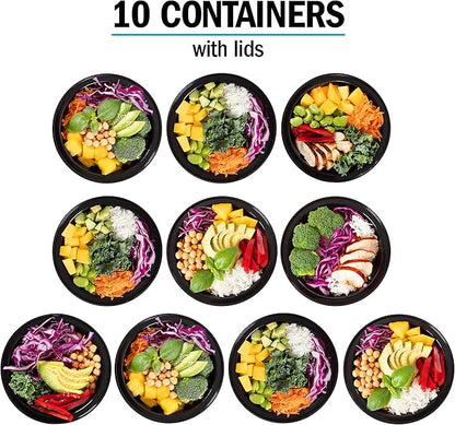 Igluu Meal Prep Containers Reusable (10 Pack) – Round Food Containers with Lids – Stackable, Microwave, Freezer & Dishwasher Safe – 28oz – 1 Compartment – BPA-Free