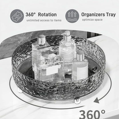2Pcs Premium Lazy Susan Organizer,9&11in Turntable Organizer for Bathroom, Kitchen, Vanity, Countertop, Table Top, Cabinet, and Frige, Perfume, Skin Care, Makeup, Spice Organizer, 360° Rotating