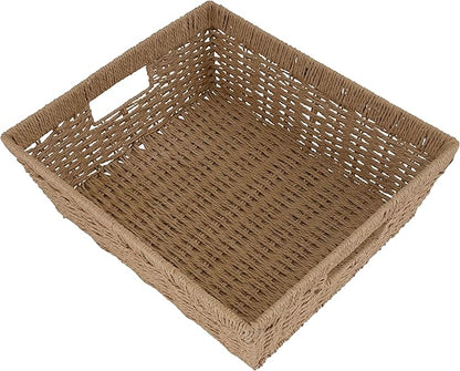 Simplify Large Shelf Storage Basket | Dimensions: 15"x 13"x 5" | Dutch Weave Design | Home Organization | Paper Rope Material | Great For Leaving Spaces | Great for Displaying