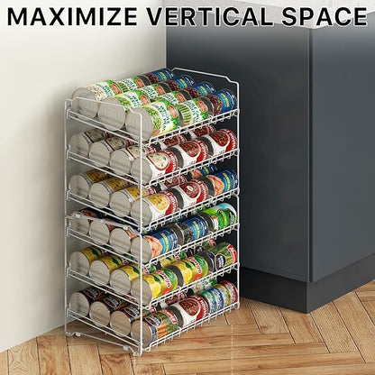 Simple Houseware Stackable Can Organizer Rack for Pantry/Cabinet - 11.5" D x 17" W x 13.75" H, Holds 36 Cans, 3-Tier Can Food Storage Dispenser, White