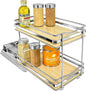 LYNK PROFESSIONAL® Élite™ Pull Out Spice Organization for Cabinets - 6-3/8 inch Wide – Spice Rack for Inside Cabinets – Wood/Chrome - Sliding Spice Rack Organizer for cabinet – Spice Rack - 2 Tier
