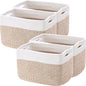 Set of 4 Rope Basket for Shelves Woven Rectangle Storage Basket Bins for Nursery Toy Storage for Baby Girl