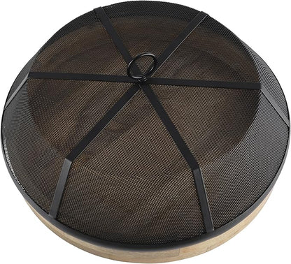 Gourmet Basics by Mikasa Mango Wood Lazy Susan with Iron Mesh Food Dome Cover, 14.5 Inch
