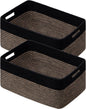 UBBCARE 2 Pack Storage Baskets for Shelves, Large Woven Storage Baskets, Dog Toy Bins, Baskets for Organizing Clothes, Towels, Books, Blanket, 17"L x 13"W x 7.5"H, Black&Brown