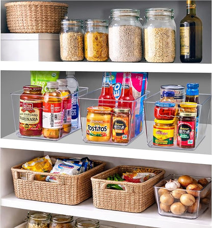 Sorbus Clear Storage Bins, 8 Pack Large Organization Bins with Handles – Clear Storage Containers for Storage, Pantry, Fridge, Cabinet, Closet & Kitchen Organization – BPA-Free Plastic