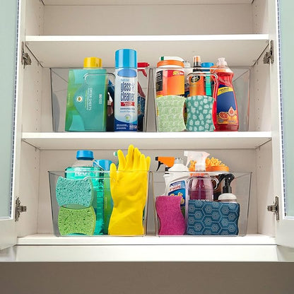 ClearSpace Clear Plastic Storage Bins – XL 4 Pack Perfect for Kitchen,Fridge, Pantry Organization, Cabinet Organizers