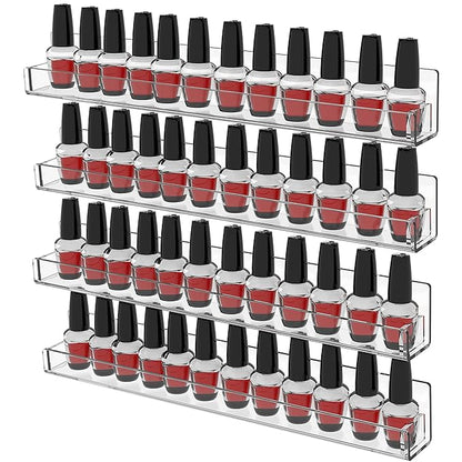 Cq acrylic Nail Polish Shelf for Wall,15 Inch 4 Pack Hanging Clear Nail Polish Wall Organizer Shelves for Nail Salon Wall Essential Oil Shelf,Gel Fingernail Polish Holder and Tattoo Studio Decor Paint