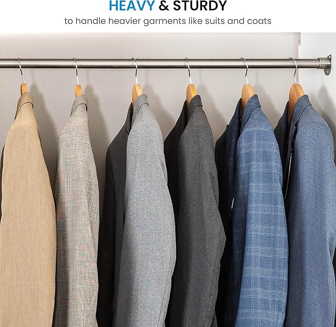 ZOBER 6 Pack High-Grade Wooden Suit Hangers for Men, Wide Shoulder Hangers with Non Slip Pants Bar, Smooth Finish, Holds Upto 20lbs, 360° Swivel Hook, Jacket Hanger, Heavy Duty Wide Hanger for Closet