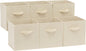 Amazon Basics Collapsible Fabric Storage Cubes Organizer with Handles, Sturdy Storage Bins for Organization, 10.5" x 10.5" x 11", Beige, 6-Pack
