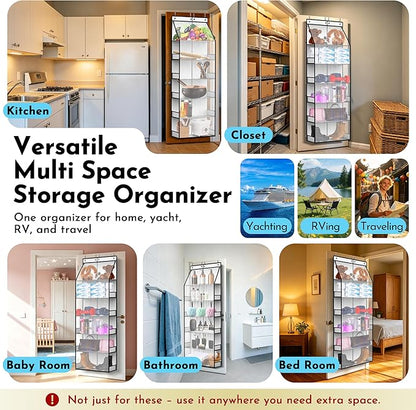 PAULONE 6-Tier Over Door Organizer 71" Tall – Hanging Storage with 2 Sizes of Large Deep Pockets (24.3" W x 8.9" D), 98 lbs Capacity, for Bedroom Closet, Bathroom, Nursery & Kitchen