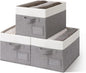 GRANNY SAYS Fabric Storage Bins, Closet Storage Bins for Clothes, Shelf Storage Baskets with Handles, Collapsible Storage Boxes, Decorative Storage Containers, Gray&White, Medium, 3-Pack