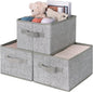GRANNY SAYS Small Closet Storage Bins for Shelves, Storage Basket with Handles, Collapsible Storage Boxes, Decorative Organizers for Living Room Bookshelf, Gray, Small, 3-Pack