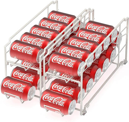 Simple Houseware Stackable Can Rack Organizer + Soda Can Dispenser Organizer, White