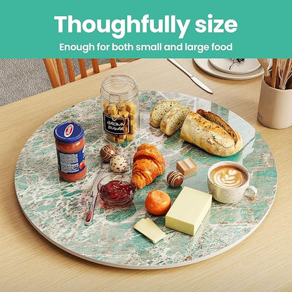 ZL ZELing 31.5" Lazy Susan Turntable – 360° Sinteredstone Silent Anti-Slip Turntable, Table Top Centerpiece for Kitchen, Pantry, Spice Rack, Refrigerator & Dining Table, Green