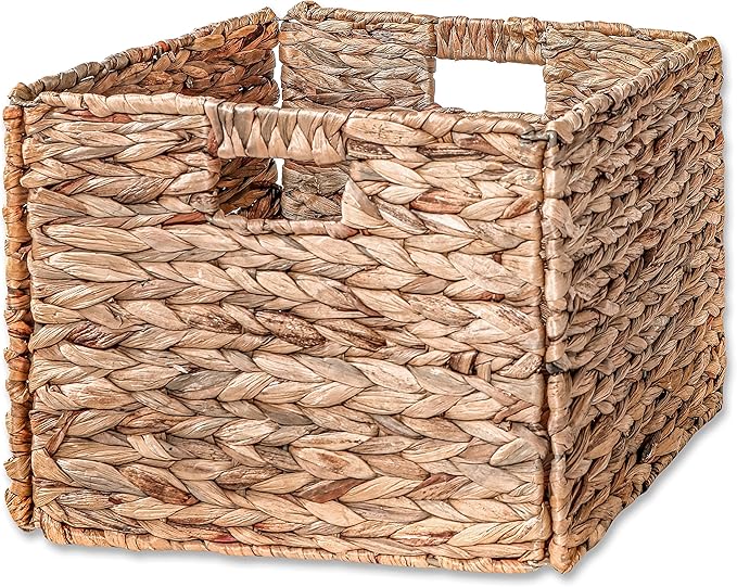 Trademark Innovations 12.7" x 10" Foldable Hyacinth Storage Basket with Iron Wire Frame
