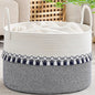 KAKAMAY Cotton Rope Storage Basket (20"x13"),Woven Hamper for Blankets,Toys,Pillows,Clothes,Laundry,Sturdy Handles Decorative Basket for Living Room, Bedroom,Nursery(Blue Printing)