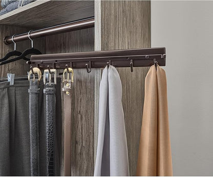 Rev-A-Shelf Sidelines CSWBRSL-14-BZ-1 14 Inch Premiere Swivel Belt and Tie Accessory Organization Rack Holder Hanger with 7 Hooks, Bronze