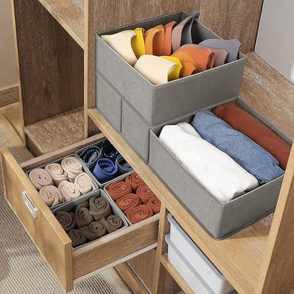Criusia Drawer Organizer Clothes, 8 Pack Underwear Organizer, Foldable Closet Organizers and Storage Dresser Dividers for Clothes, Socks, Scarves, Ties (Gray)