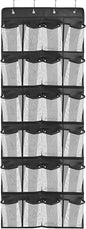 Over the Door Hanging Shoe Organizer with 24 Large Mesh Pockets - Shoes Holder/Black