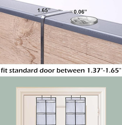 MISSLO Over The Door Shoe Organizer 12 Large Mesh Pockets Hanging Narrow Closet Door, White, 2 Pack