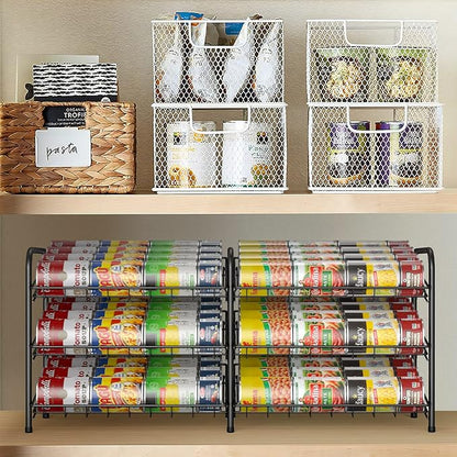 NANANARDOSO Can Organizer for Pantry, 3 Tier Can Dispenser Rack Holds up to 72 Cans, Can Storage Organizer Holder for Canned Food Storage Kitchen Cabinets or Pantry Shelf Countertop, Black