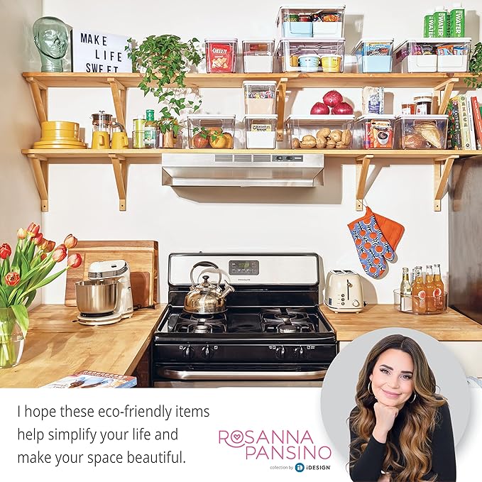 Rosanna Pansino x iDesign Recycled Plastic Divided Lazy Susan Turntable with Lid, Clear Bin/Marshmallow Divider, 10" D x 3.69" H