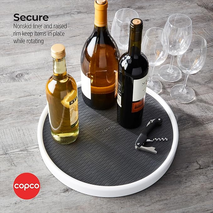 Copco Pro 15-Inch Lazy Susan Turntable, Non-Skid Pantry or Cabinet Organizer for Spices, Condiments, and Bottles, Smooth Rotation, Charcoal Finish