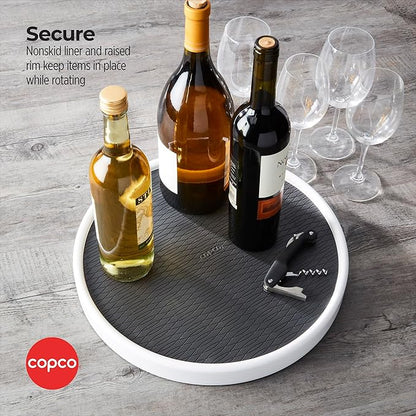 Copco Pro 15-Inch Lazy Susan Turntable, Non-Skid Pantry or Cabinet Organizer for Spices, Condiments, and Bottles, Smooth Rotation, Charcoal Finish