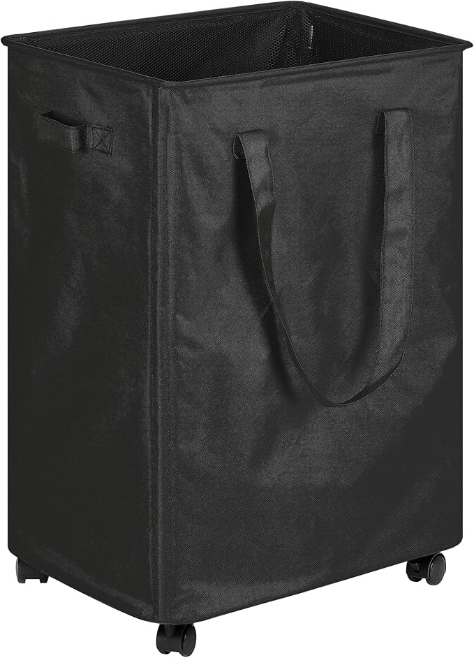efluky Slim Laundry Hamper with Wheels, Rolling Laundry Basket for Clothes, Small Laundry Basket for Bedroom, Dorm and Laundry Room, 90L (19.8 Gallons) Black
