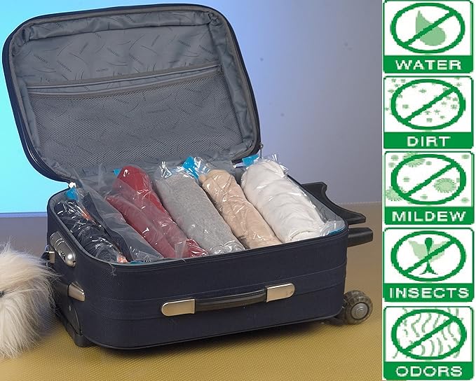 40 PACKs Medium Roll Up Travel Storage Bags Space Saver for luggage/suitcase