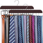 2 Pack Tie Rack & Belt Hanger 2 in 1 Tie Hanger Space Saving Max 42 Belts& 60 Ties Capacity for Closet Organizers and Storage, Sturdy Wood Belt & Tie Closet Organizers and Storage
