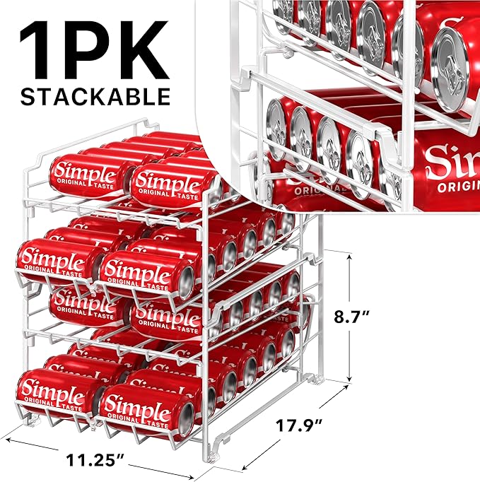 Simple Houseware Dual Row Front Loading Stackable Can Dispenser, White