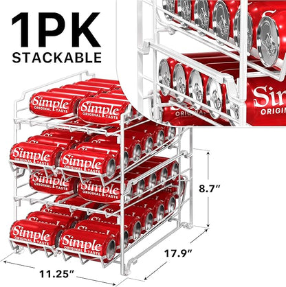 Simple Houseware Dual Row Front Loading Stackable Can Dispenser, White
