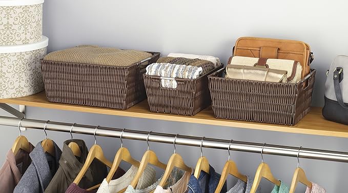 Whitmor Rattique Java Set of 3 Pieces Storage Baskets -Small (8.5"x11.4"x5.5"), Medium (9.8"x13"x6") and Large (11.4"x14.6"x6.5")
