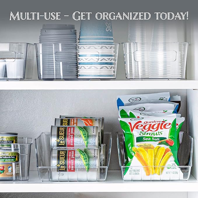 Oizeir Soda Can Organizer - Clear Plastic Storage Dispenser Bin for Refrigerator. Great Drink Holder for Kitchen Cabinets, Countertops, Pantry, Freezer and Fridge. (2-Pack)