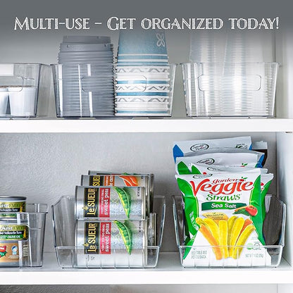 Oizeir Soda Can Organizer - Clear Plastic Storage Dispenser Bin for Refrigerator. Great Drink Holder for Kitchen Cabinets, Countertops, Pantry, Freezer and Fridge. (2-Pack)