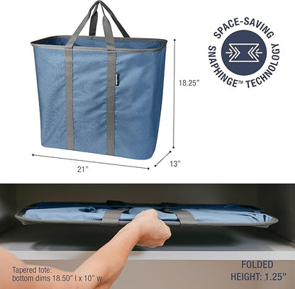 CleverMade Collapsible Laundry Caddy – Foldable Laundry Hamper & Tote, XXL 64L Pop-Up Laundry Basket with Handles, Space-Saving Laundry Organizer for Home, Dorm, Closet & Travel, 2 Pack - Denim Gray