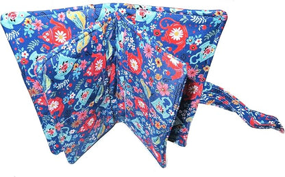 Tea Bag Wallet with Twelve Pockets XL Holder in Your Fabric Choice: Vintage Blue Tea Cups & Roses, Blue Birds & Teapots, Includes 4 Tea Bags, Tea Lover Gift, Quilted Handmade